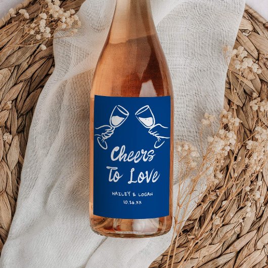 Whimsical Geïllustreerde Leuke Proost Om Van Trouw Wijn Etiket