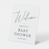 Whimsical Genderneutraal Welkom Baby shower Reclamebord Met Voetstuk (Voorkant)