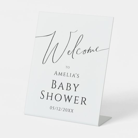 Whimsical Genderneutraal Welkom Baby shower Reclamebord Met Voetstuk (Voorkant)