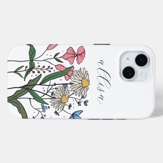 Whimsical gepersonaliseerde bloemen wilde bloem Case-Mate iPhone case (Achterkant (horizontaal))