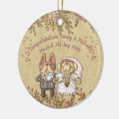 Whimsical gepersonaliseerde bruiloft bruid bruideg keramisch ornament (Links)