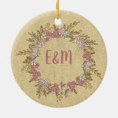 Whimsical gepersonaliseerde bruiloft bruid bruideg keramisch ornament (Achterkant)