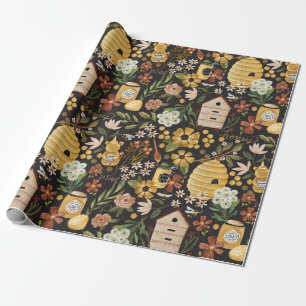 Whimsical Geschilderde Bijenkasten Honing Cadeaupapier