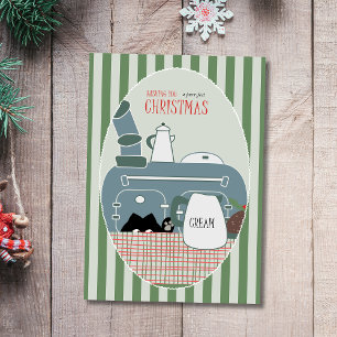 Whimsical Gesponnen-fect kerstkat bij de kachel Feestdagen Kaart
