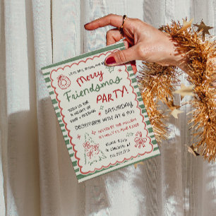 Whimsical Gestreepte Friendsmas Kerstfeest Kaart