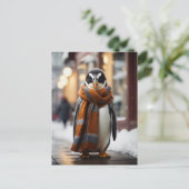 Whimsical Gezellige Pinguïn Sneeuwwitje Winter Briefkaart (Staand voorkant)