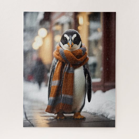 Whimsical Gezellige Pinguïn Sneeuwwitje Winter Legpuzzel (Verticaal)