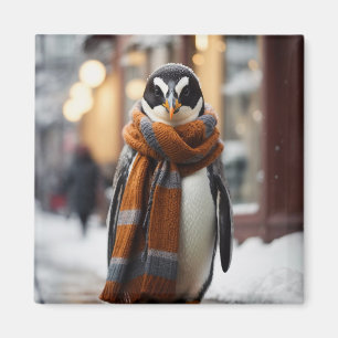 Whimsical Gezellige Pinguïn Sneeuwwitje Winter Magneet