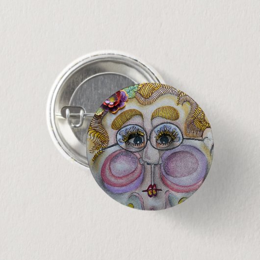Whimsical Gezicht Button Pin (Voorkant /achterkant)