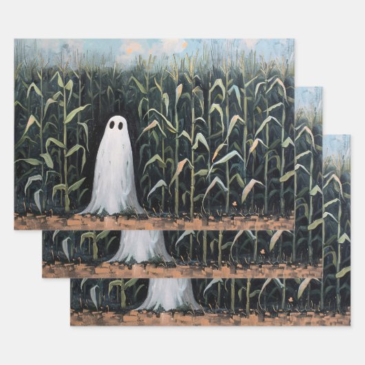 Whimsical Ghost Corn Field Decoupage Inpakpapier Vel (Set)