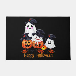 Whimsical Ghost Gang Halloween Door Mat