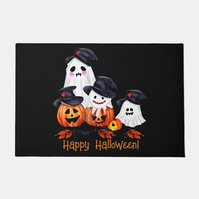 Whimsical Ghost Gang Halloween Door Mat (Voorkant)