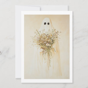 Whimsical Ghost met wilde bloemen Kaart