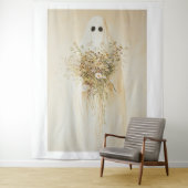 Whimsical Ghost met wilde bloemen Wandkleed (In situ)