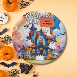 Whimsical Ghost Party Kinder Halloween Papieren Bordje
