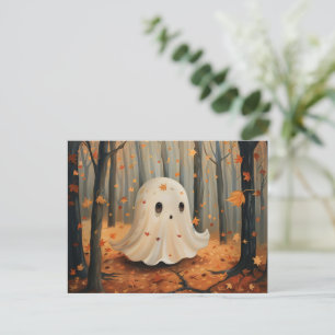 Whimsical Ghost Schattigee Herfst Briefkaart