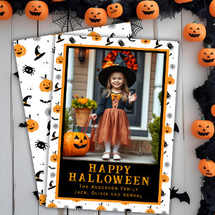 Whimsical Ghouls Classic Custom Halloween Foto Feestdagenkaart