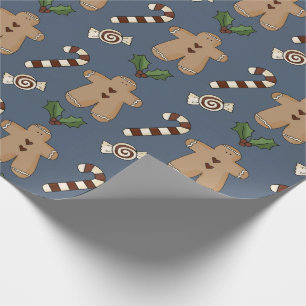 Whimsical Gingerbread en Candy Canes Kerstmis Cadeaupapier