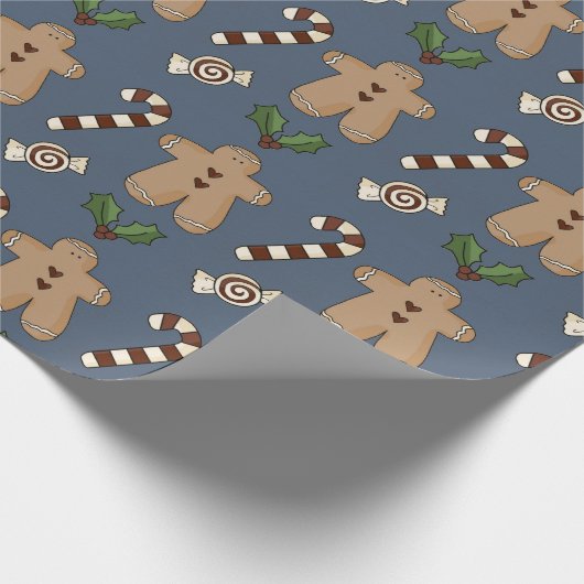 Whimsical Gingerbread en Candy Canes Kerstmis Cadeaupapier (Hoek)