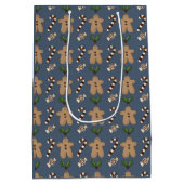Whimsical Gingerbread en Candy Canes Kerstmis Medium Cadeauzakje (Achterkant)