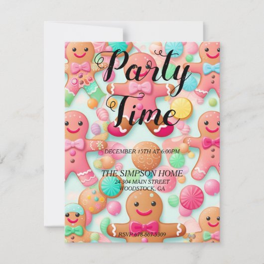 Whimsical Gingerbread Homme Noël Invitation (Devant)