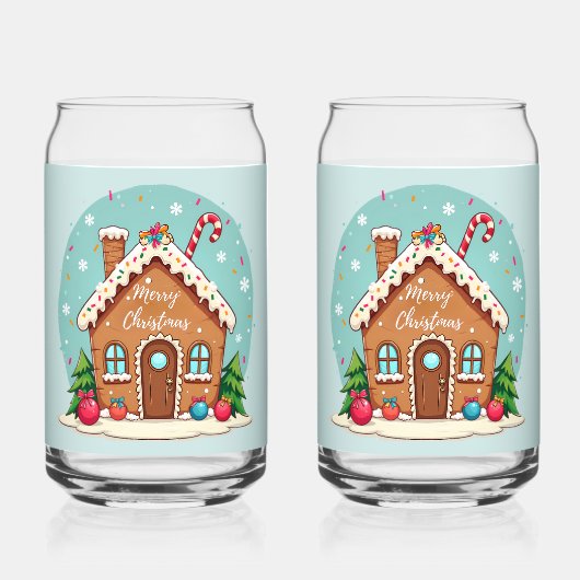 Whimsical Gingerbread House Christmas Scene Blikvorm Glas (Voorkant)