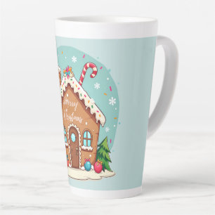 Whimsical Gingerbread House Kerstscene Latte Mok