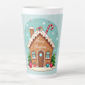Whimsical Gingerbread House Kerstscene Latte Mok (Voorkant)