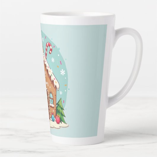 Whimsical Gingerbread House Kerstscene Latte Mok (Rechts)