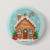 Whimsical Gingerbread House Kerstscene Ronde Button 7,6 Cm (Voorkant)