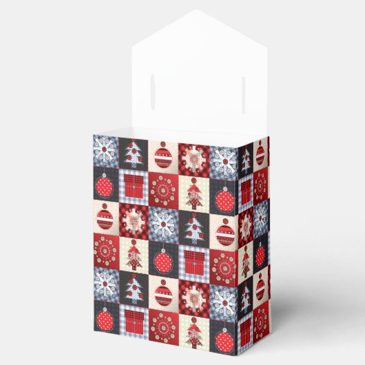 Whimsical Gingham kerstpatchwork Quilt Bedankdoosjes (Geopend)