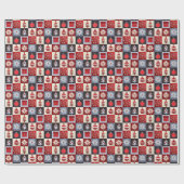 Whimsical Gingham kerstpatchwork Quilt Cadeaupapier (Vlak)