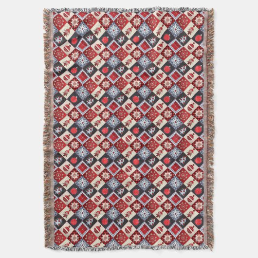 Whimsical Gingham kerstpatchwork Quilt Deken (Voorkant Verticaal)