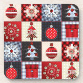 Whimsical Gingham kerstpatchwork Quilt Drankjes Onderzetter (Voorkant)