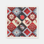 Whimsical Gingham kerstpatchwork Quilt Servetten (Voorkant)