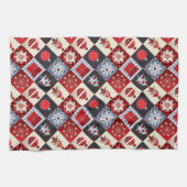 Whimsical Gingham kerstpatchwork Quilt Theedoek (Horizontaal)