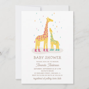 Whimsical Giraffe Baby shower   Kleurrijke regendr Kaart