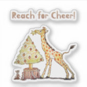 Whimsical Giraffe Holiday Tree Drawing Sticker (Voorkant)