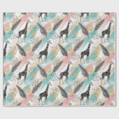 Whimsical Giraffe Polka Dot Pattern – Pastel Cadeaupapier (Vlak)