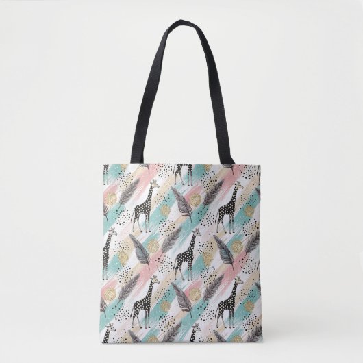 Whimsical Giraffe Polka Dot Pattern – Pastel Draagtas (Voorkant)