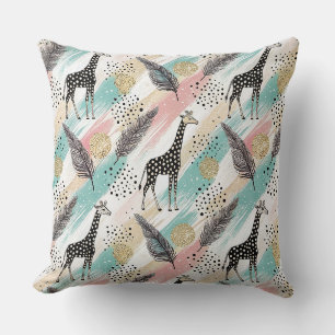 Whimsical Giraffe Polka Dot Pattern – Pastel Kussen