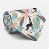 Whimsical Giraffe Polka Dot Pattern – Pastel Stropdas (Opgerold)
