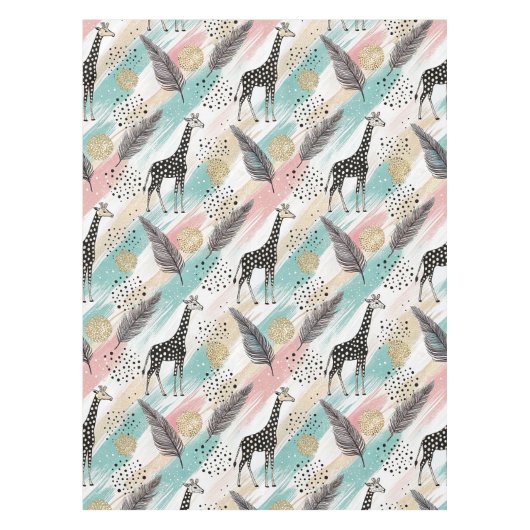 Whimsical Giraffe Polka Dot Pattern – Pastel Tafelkleed (Voorkant)