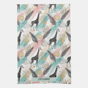 Whimsical Giraffe Polka Dot Pattern – Pastel Theedoek