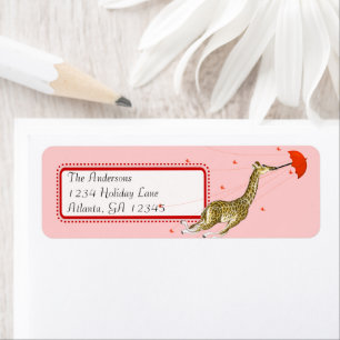 Whimsical  Giraffe Return Address Etiket