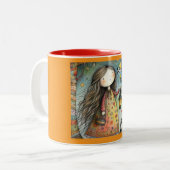 Whimsical Girl and Cat Mug "Quelqu'un m'écoute (Devant gauche)