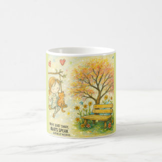 Whimsical Girl and Orange Cat Garden Mug Koffiemok