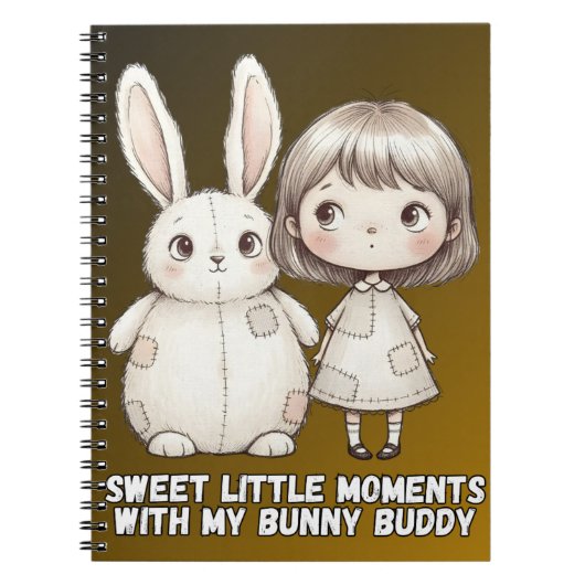 Whimsical Girl and Patchwork Bunny Notebook Notitieboek (Voorkant)