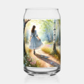 Whimsical Girl Dancing Through Birch Forest Blikvorm Glas (Achterkant)