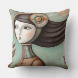 Whimsical Girl Dubbelzijdig vierkant kussen